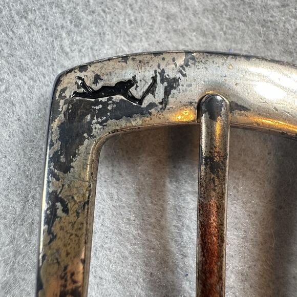 IZOD Men’s Brown Woven Leather Belt 36 Distressed Silver Buckle & Tip 90s VTG - Picture 5 of 8